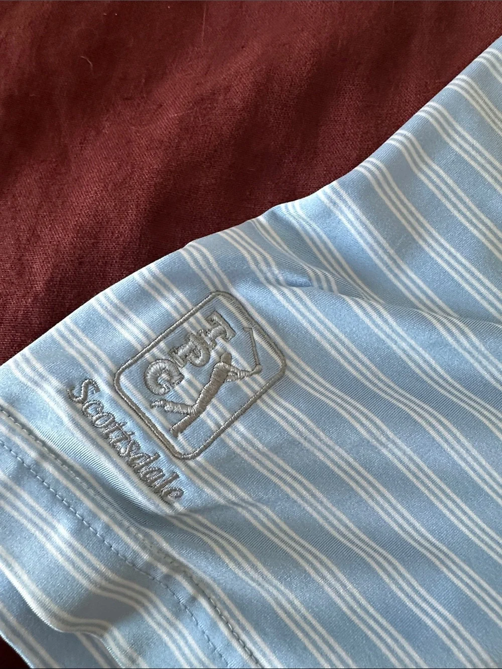 adidas Light Blue & White Striped Polo Shirt